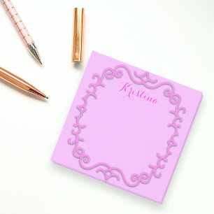 Pink Magenta Baroque Antique Frame Personalised Post-it Notes