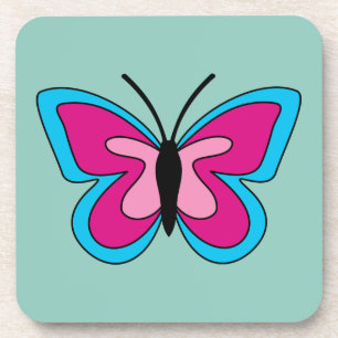 Pink Magenta Blue Butterfly Coaster