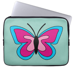 Pink Magenta Blue Butterfly Laptop Sleeve