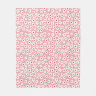 Pink magenta daisy flower pattern fleece blanket