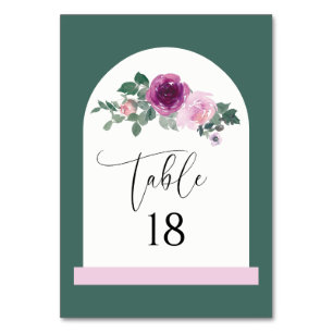 Pink Magenta Floral Ivory Arch Table Number