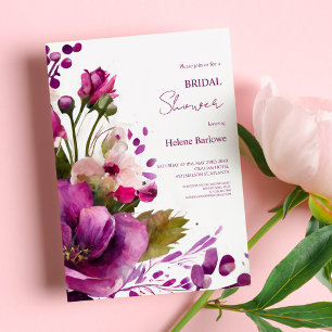 Pink Magenta Floral Modern Elegant Bridal Shower Invitation