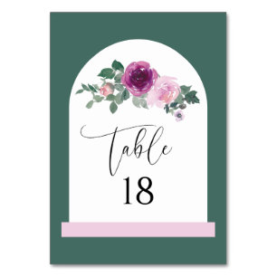 Pink Magenta Floral White Arch Table Number