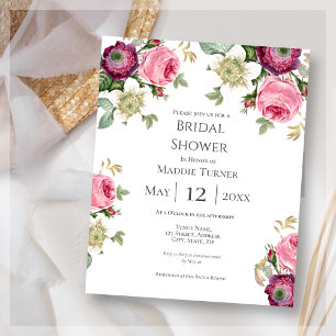 Pink & Magenta Flowers Bridal Shower Invitation