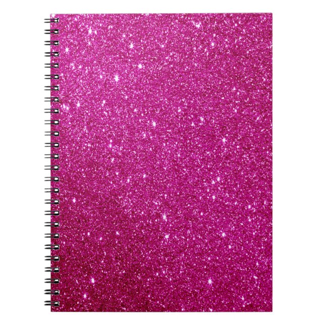 Pink Magenta Glitter Customised Notebook (Front)