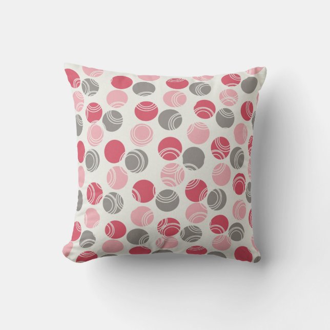 Pink, Magenta, Grey Circles MOJO Pillow (Front)