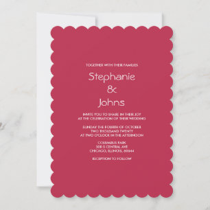 Pink Magenta Minimal Plain Bright Colourful Weddin Invitation