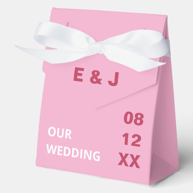 Pink Magenta Modern Wedding Favour Boxes (Front)