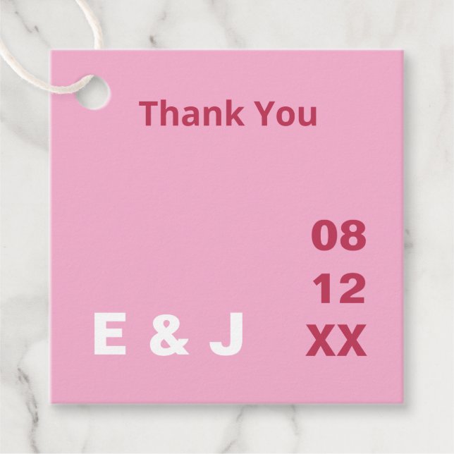Pink Magenta Modern Wedding Favour Tags (Front)