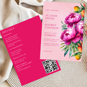 Pink magenta peonies all in one wedding template