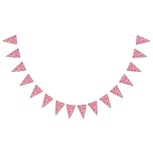 Pink magenta red orange abstract zen flower petals bunting 