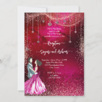 Pink magenta rose gold glitter wedding reception