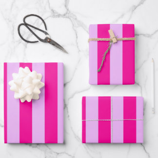 Pink & Magenta Stripe Pattern Wrapping Paper Sheet