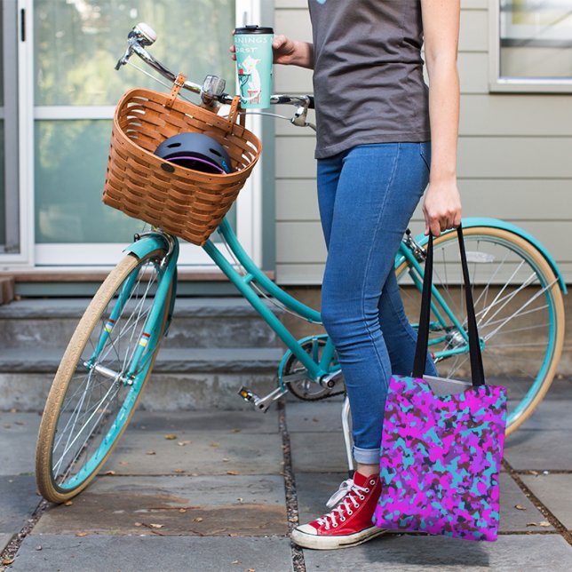 Pink magenta turquoise Camouflage Camo Pattern  Tote Bag (Creator Uploaded)