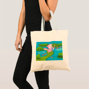 Pink Magic Dragon Fantasy Tote Bag