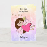 Pink Magical Fairy 1st Birthday Card<br><div class="desc">A personalised fairy 1st birthday card for daughter, granddaughter, goddaughter, etc. The front features a brunette fairy holding a gold wand against a pretty watercolor background. The fairy wand can be personalised with the age you need and the birthday girl's name can be added underneath the fairy. The inside message...</div>