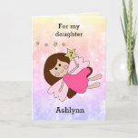 Pink Magical Fairy 7th Birthday Card<br><div class="desc">A personalised fairy 7th birthday card for daughter, niece, goddaughter, etc. The front features a brunette fairy holding a gold wand against a girly watercolor background, which you can personalise with the age you need. The front of this fairy 7th birthday card can be personalised with the birthday girl's name....</div>