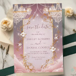 Pink Magical Golden Accent Save The Date Invitation<br><div class="desc">Elegant,  modern,  and delicate Elegant Pink Magical Golden Accent  Save The Date wedding invitation that you can customise with your info to make it furthermore special. The romantic minimalist design features lovely and elegant calligraphy on a Beautiful background with a clean and simple look.</div>