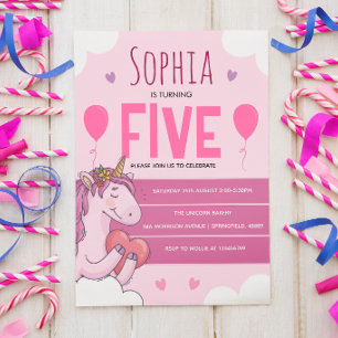 Pink Magical Unicorn 5th Birthday Party