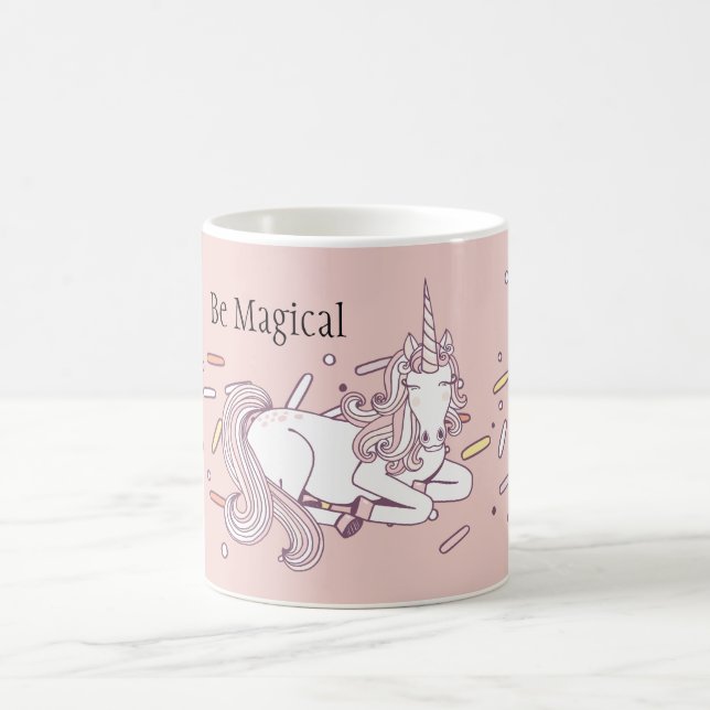 Pink Magical Unicorn Confetti Coffee Mug (Center)