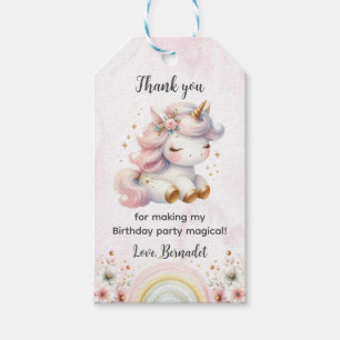 Pink Magical Unicorn Floral Birthday Gift Tag