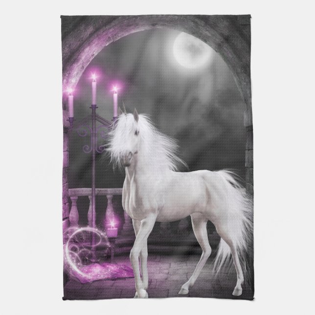 Pink Magical Unicorn Tea Towel (Vertical)