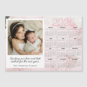 Pink Magnetic Holiday Christmas Card Custom Photo