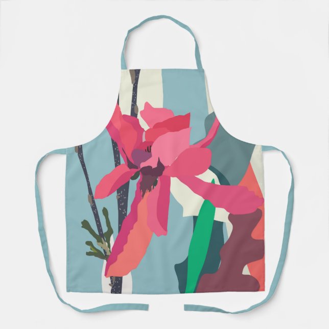 Pink Magnolia Abstract Floral Colour Blocks Home   Apron (Front)