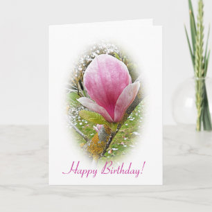 Pink Magnolia Birthday Card