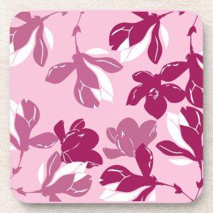 Pink magnolia botanical Print Coaster