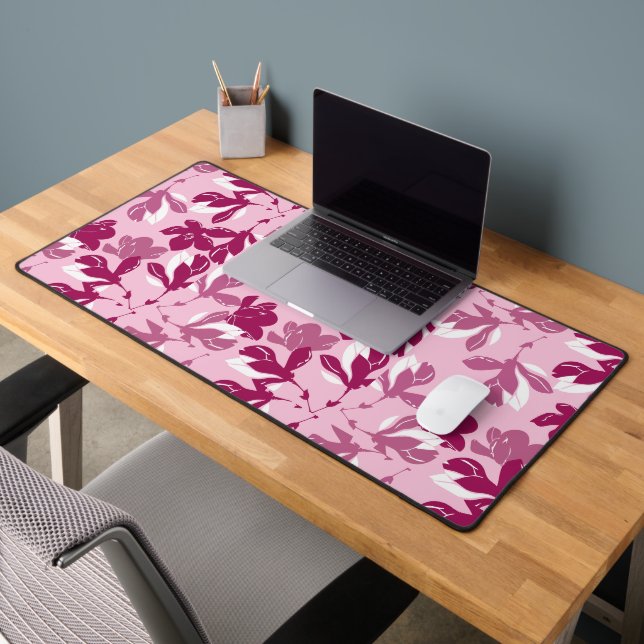 Pink magnolia botanical Print Desk Mat (Office 2)