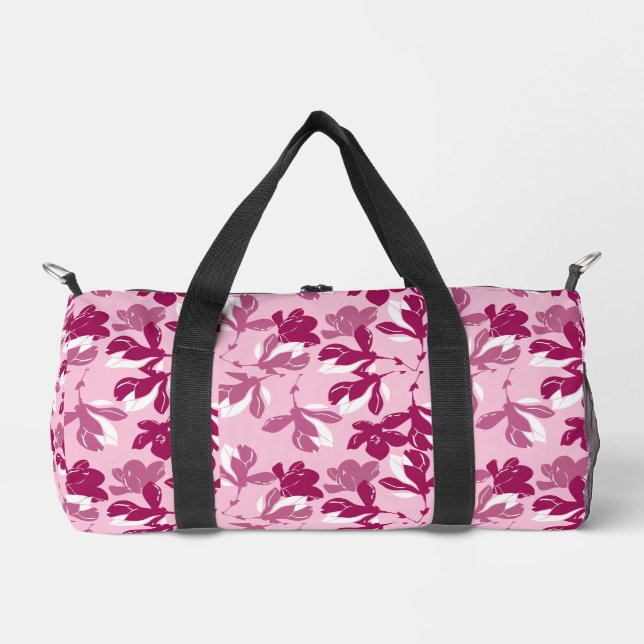 Pink magnolia botanical Print Duffle Bag (Front)