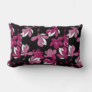 Pink magnolia botanical Print Lumbar Cushion