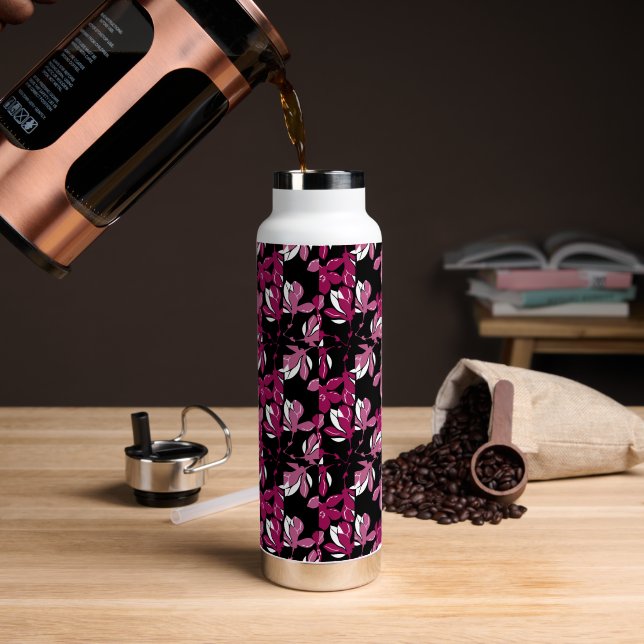 Pink magnolia botanical Print Water Bottle (Coffee)