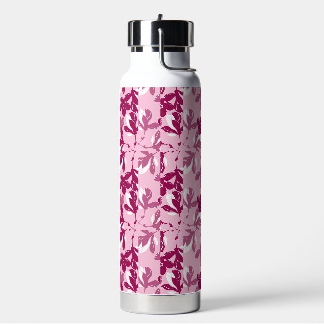 Pink magnolia botanical Print Water Bottle (Left)
