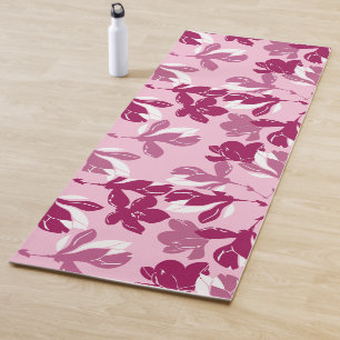 Pink magnolia botanical Print Yoga Mat