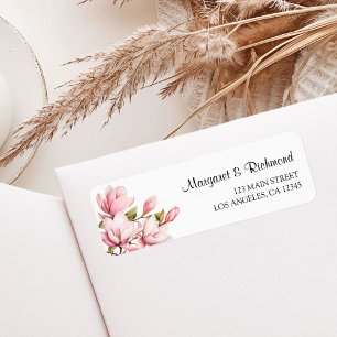 Pink Magnolia Elegant Wedding Return Address