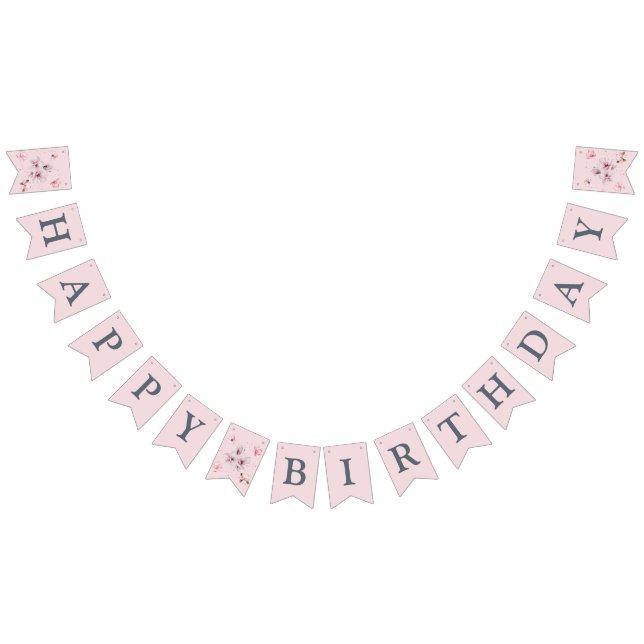 Pink Magnolia FIrst Birthday  Bunting (All)