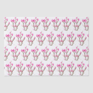Pink Magnolia floral watercolor elegant Vintage Tissue Paper