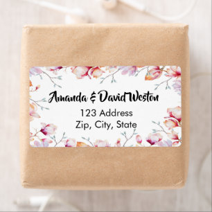 Pink magnolia floral white address
