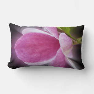 pink magnolia flower lumbar cushion