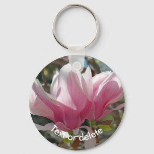 Pink Magnolia Flower Personalised Key Ring