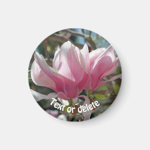 Pink Magnolia Flower Personalised Magnet