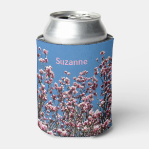 Pink Magnolia Flowers Personalized Can Cooler