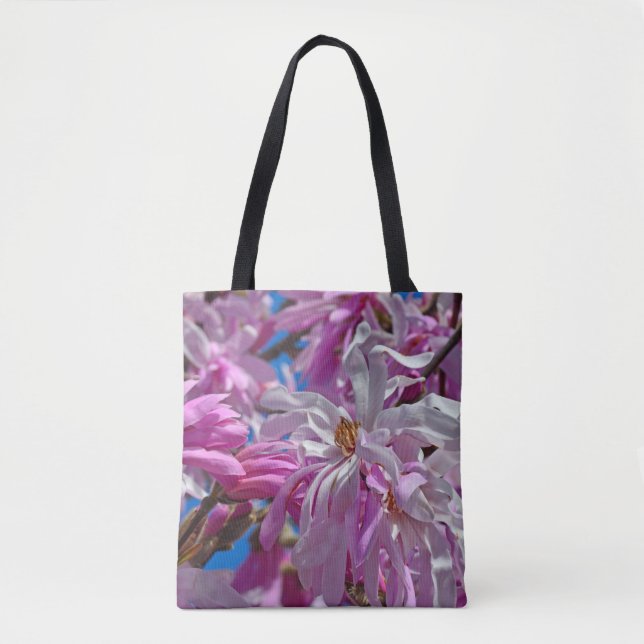 Pink magnolia flowers tote bag (Front)
