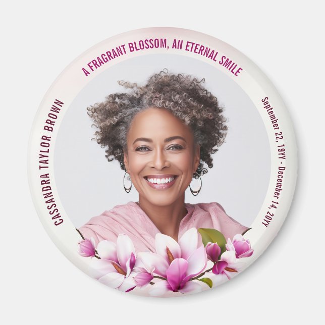 Pink Magnolia Funeral Photo Magnet (Front)