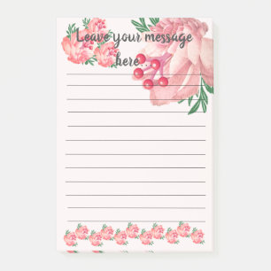 Pink Magnolia Leave Your Message Post-It Notes