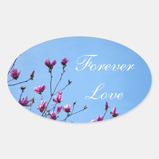 Pink Magnolia Oval Sticker (Front)