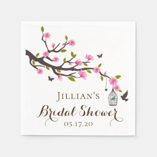 Pink Magnolia Personalised Bridal Shower Napkin
