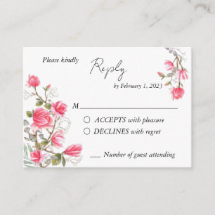 Pink Magnolia RSVP insert card for wedding